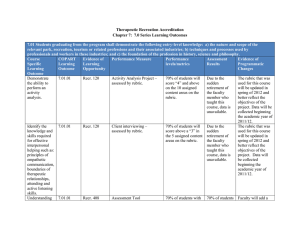 Therapeutic Recreation Accreditation Chapter 7: 7.0 Series