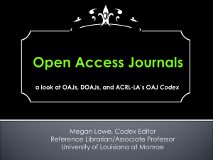ACRL-LA Workshop on Open Access - University of Louisiana at