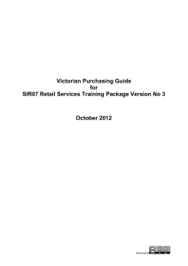 Victorian Purchasing Guide for SIR07 Retail Services * Version 3