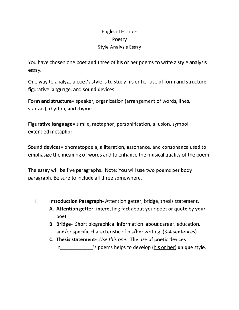 style analysis essay intro