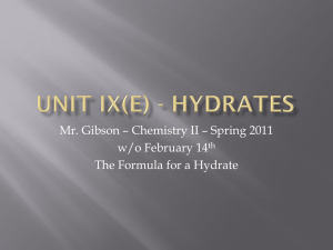 Unit X - Hydrates
