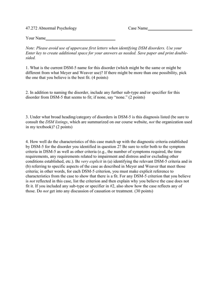 Case Analysis Form