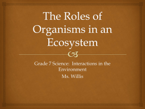 The Roles of Organisms in an Ecosystem