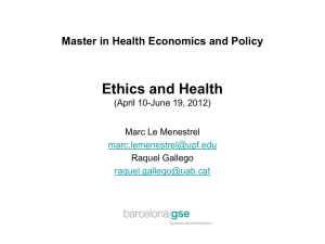 Master in Health Economics and Policy Ethics and Health (April 10