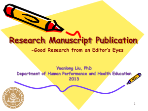 Publishing Journal Articles: What we can Learn from an Editor's