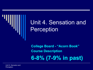 IV. Sensation and Perception