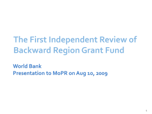 World Bank Presentation to MoPR on August 10, 2009