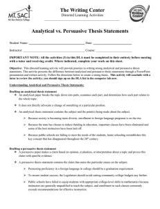 Analytical v. Persuasive Thesis Statements DLA