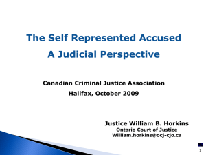 The Self Represented Accused - Canadian Criminal Justice