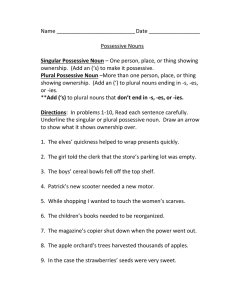 Language Chapter 8: Possessive Nouns Worksheet