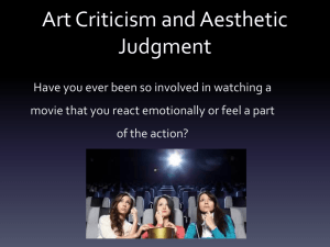 Art Criticism and Aesthetic Judgement