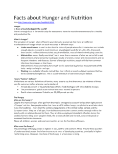May 27 - Fact Sheet: Hunger, The Hungry and Nutrition
