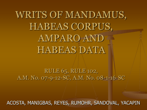 Rule 102 Writ of Habeas Corpus