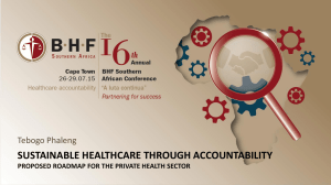 Proposed Roadmap Towards Sustainable Healthcare in