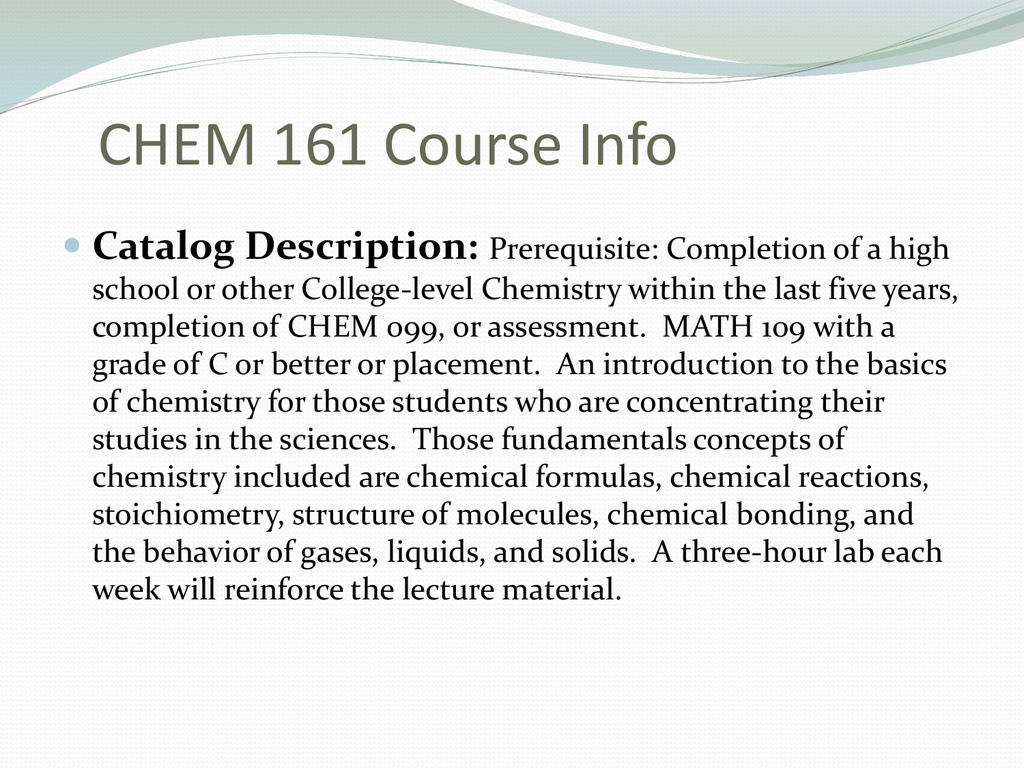 CHEM 120 Course Info Heartland Community College