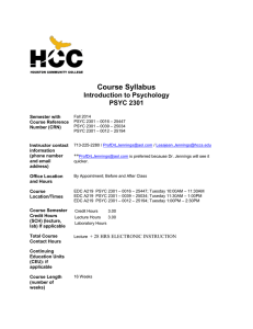 HCCS - Jennings- Psych2301 Syllabus - Fall - 2014