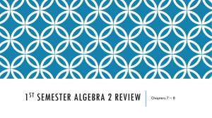 1st Semester Algebra 2 Review
