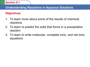 Understanding Reactions in Aqueous Solutions
