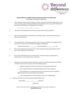 Beyond Differences Middle School Assembly Evaluation Form