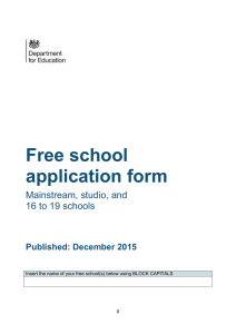 Mainstream, studio school and 16 to 19 free schools application form