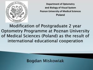 Optometry in Poznan University of Medical Sciences