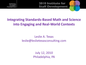 Integrating standards-based math and science, Leslie Texas