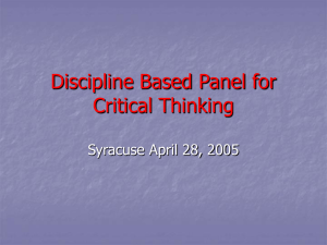 SUNY Discipline Specific Panel on Critical Thinking [Reasoning]