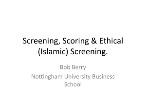 Screening, Scoring & Ethical (Islamic) Screening.