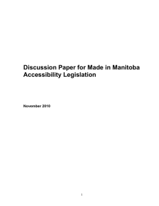 Discussion Paper for Made in Manitoba Accessibility Legislation