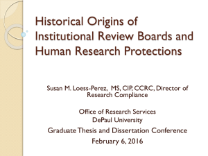 Historical Origins of Institutional Review Boards