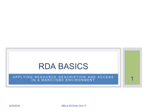 RDA Basics Slides from NELA Annual 2012