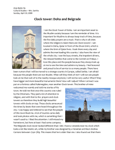 Clock tower: Doha and Belgrade
