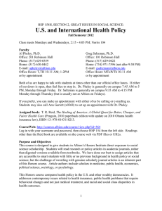 HSP 154 U.S. and International Health Policy