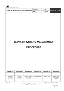 Supplier Quality Management procedure