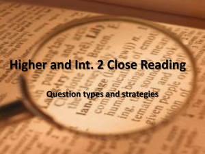Higher and Int. 2 Close Reading