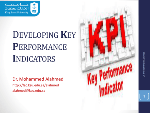 DEVELOPING KEY PERFORMANCE INDICATORS