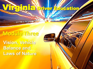 Virginia Driver Education Vision, Vehicle Balance and Laws of