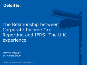 The adoption of IFRS for corporate income tax purposes – the UK