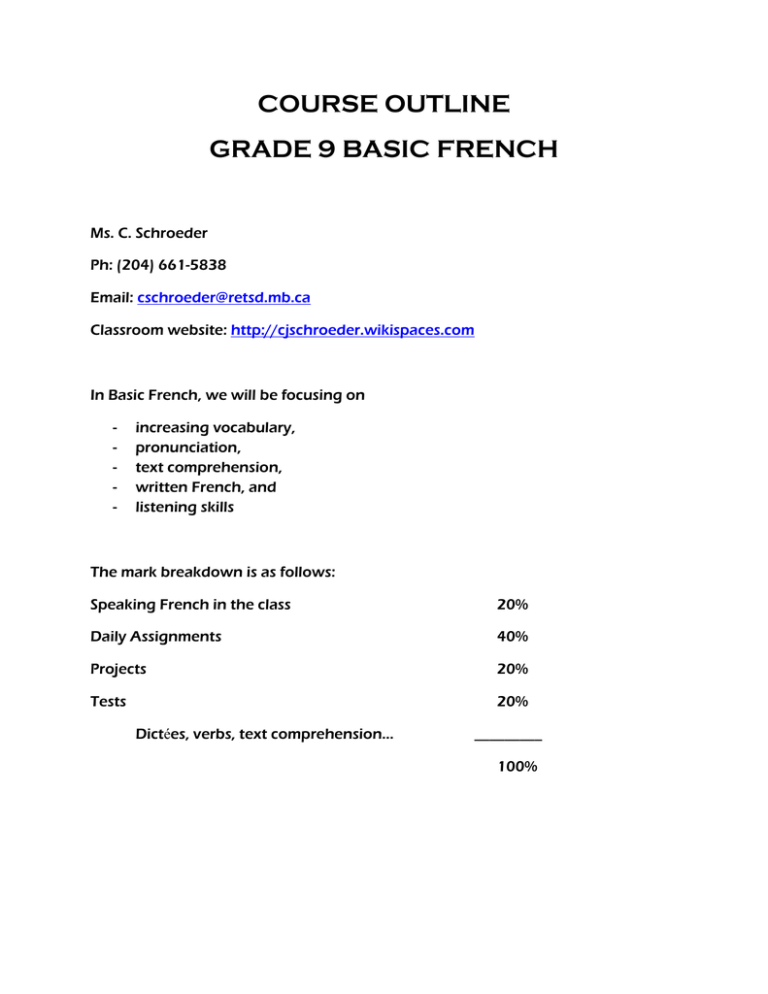 outline presentation in french