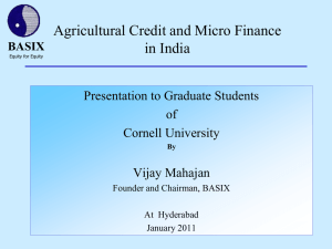 Agri Credit and Microfinance – Cornell Univ