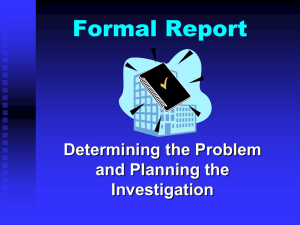 Formal Report Problem Statement