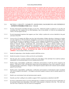 P-341 EVALUATION CRITERIA ANY MODIFICATIONS TO SECTION