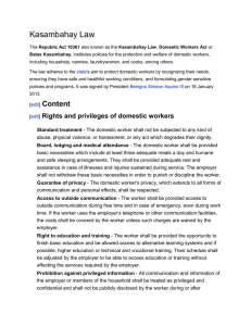 [edit] Rights and privileges of domestic workers