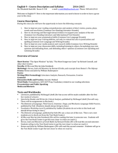 English 9 – Course Description and Syllabus 2014