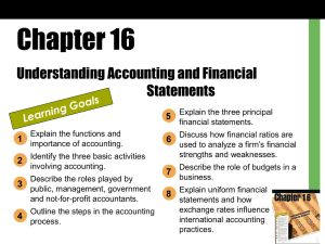 Chapter 16- Understanding Accounting and Financial Statements