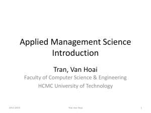 Applied Management Science Introduction