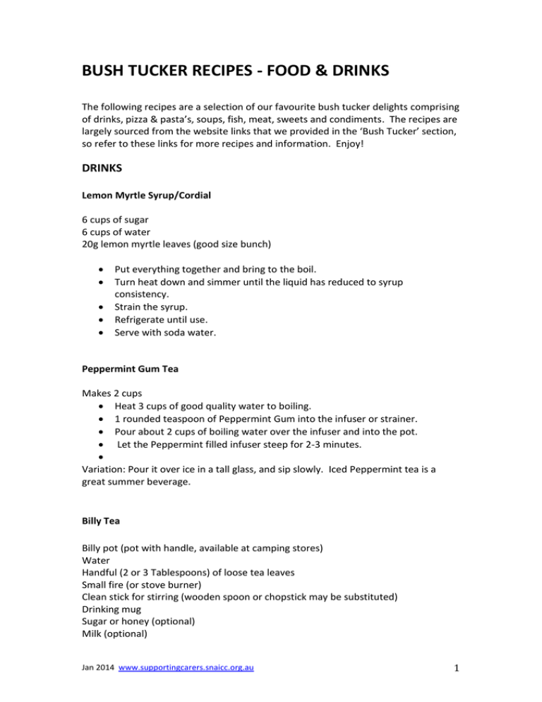 Bush Tucker Recipes Supporting Carers (SNAICC)