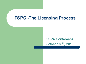 TSPC Licensing Process Oct.2010
