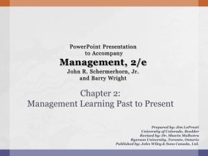Chapter 2: Management -- Past and Present