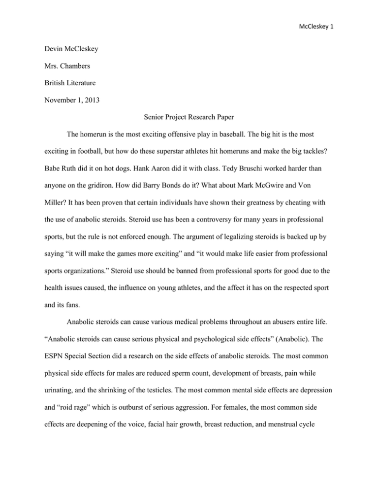 steroids essay research paper